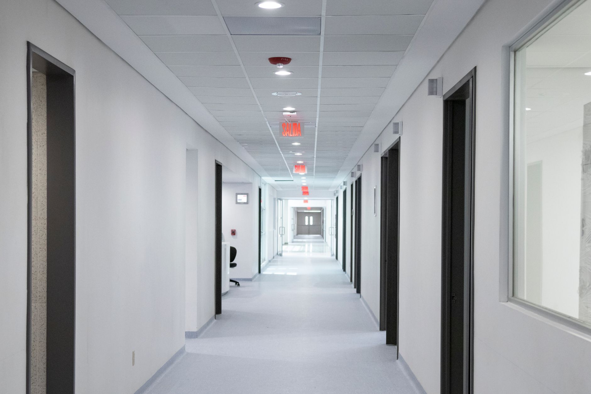 A clean medical office corridor